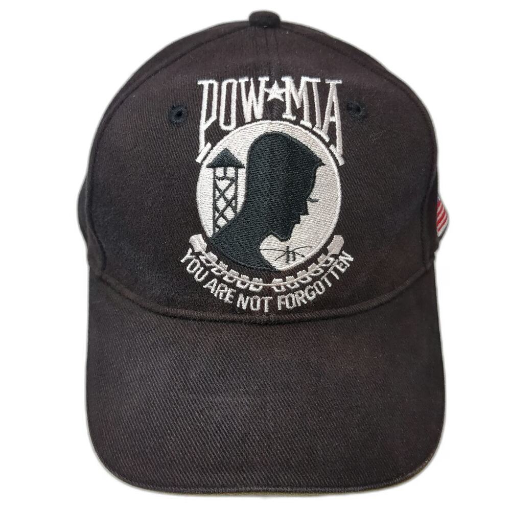 NRG Baseball Cap Black One Size POW MIA USA Flag You Are Not Forgotten Hat